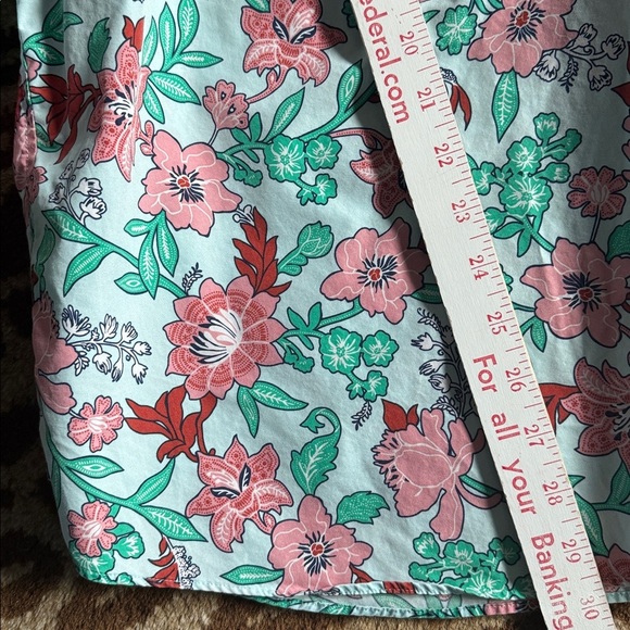 Lands End Floral Print Button Down Supina Cotton blouse Top plus size Womens 26W - Picture 10 of 12